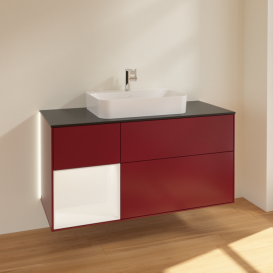 Тумба під раковину Villeroy & Boch Finion 120х50,1 см із підсвічуванням МДФ півонія матовий лак/скло чорне матове G412MTHB