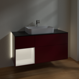 Тумба под раковину Villeroy & Boch Finion 120х50,1 см с подсветкой МДФ пион матовый лак/стекло черное матовое G412MTHB