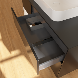 Тумба под раковину Villeroy & Boch Finion 120х50,1 см с подсветкой МДФ черный матовый лак/стекло черное матовое G412MTPD