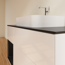 Тумба под раковину Villeroy & Boch Finion 120х50,1 см с подсветкой МДФ глянцевый белый лак/стекло черное матовое G412PDGF