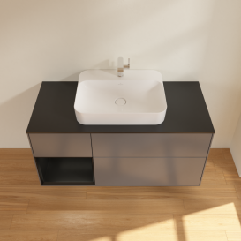 Тумба под раковину Villeroy & Boch Finion 120х50,1 см с подсветкой МДФ антрацит матовый лак/стекло черное матовое G412PDGK