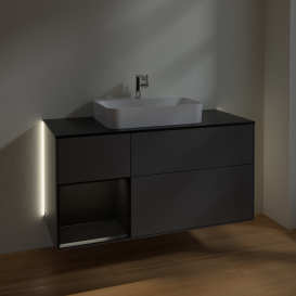 Тумба под раковину Villeroy & Boch Finion 120х50,1 см с подсветкой МДФ антрацит матовый лак/стекло черное матовое G412PDGK