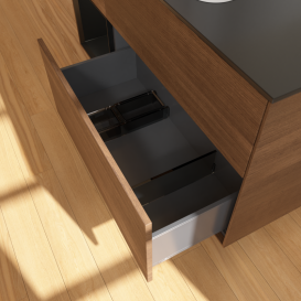 Тумба под раковину Villeroy & Boch Finion 120х50,1 см с подсветкой МДФ шпон грецкого ореха/стекло черное матовое G412PDGN