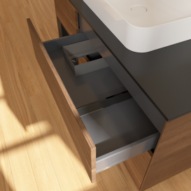 Тумба под раковину Villeroy & Boch Finion 120х50,1 см с подсветкой МДФ шпон грецкого ореха/стекло черное матовое G412PDGN