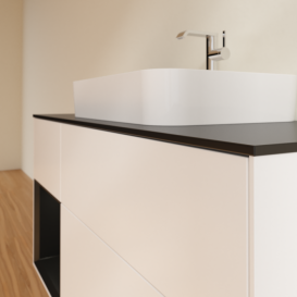 Тумба под раковину Villeroy & Boch Finion 120х50,1 см с подсветкой МДФ белый матовый лак/стекло черное матовое G412PDMT