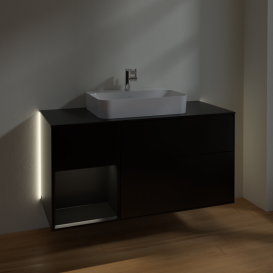 Тумба под раковину Villeroy & Boch Finion 120х50,1 см с подсветкой МДФ черный матовый лак/стекло черное матовое G412PDPD
