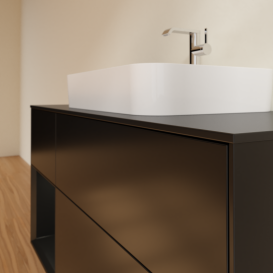 Тумба под раковину Villeroy & Boch Finion 120х50,1 см с подсветкой МДФ черный матовый лак/стекло черное матовое G412PDPD