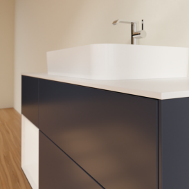 Тумба под раковину Villeroy & Boch Finion 120х50,1 см с подсветкой МДФ темно-синий матовый лак/стекло белое матовое G411GFHG