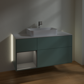 Тумба под раковину Villeroy & Boch Finion 120х50,1 см с подсветкой МДФ оливковый матовый лак/стекло белое матовое G411GKGM