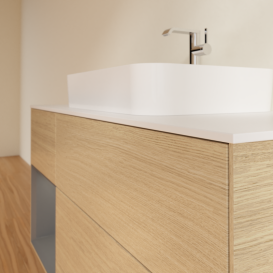 Тумба под раковину Villeroy & Boch Finion 120х50,1 см с подсветкой МДФ шпон дуба/стекло белое матовое G411GKPC