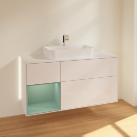 Тумба под раковину Villeroy & Boch Finion 120х50,1 см с подсветкой МДФ глянцевый белый лак/стекло белое матовое G411GMGF