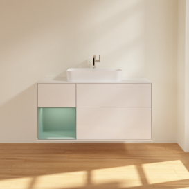 Тумба под раковину Villeroy & Boch Finion 120х50,1 см с подсветкой МДФ глянцевый белый лак/стекло белое матовое G411GMGF