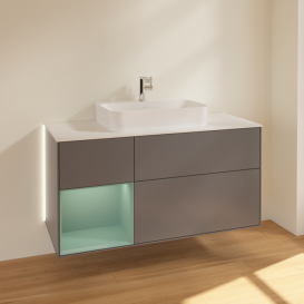 Тумба под раковину Villeroy & Boch Finion 120х50,1 см с подсветкой МДФ антрацит матовый лак/стекло белое матовое G411GMGK