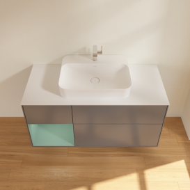 Тумба под раковину Villeroy & Boch Finion 120х50,1 см с подсветкой МДФ антрацит матовый лак/стекло белое матовое G411GMGK