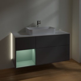 Тумба под раковину Villeroy & Boch Finion 120х50,1 см с подсветкой МДФ антрацит матовый лак/стекло белое матовое G411GMGK