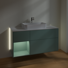 Тумба под раковину Villeroy & Boch Finion 120х50,1 см с подсветкой МДФ оливковый матовый лак/стекло белое матовое G411GMGM