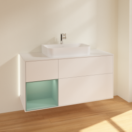 Тумба под раковину Villeroy & Boch Finion 120х50,1 см с подсветкой МДФ белый матовый лак/стекло белое матовое G411GMMT