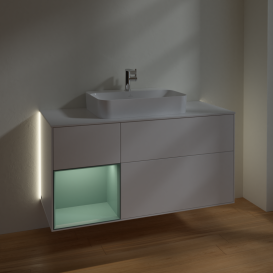 Тумба под раковину Villeroy & Boch Finion 120х50,1 см с подсветкой МДФ белый матовый лак/стекло белое матовое G411GMMT