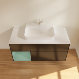 Тумба под раковину Villeroy & Boch Finion 120х50,1 см с подсветкой МДФ черный матовый лак/стекло белое матовое G411GMPD