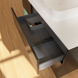 Тумба под раковину Villeroy & Boch Finion 120х50,1 см с подсветкой МДФ черный матовый лак/стекло белое матовое G411GMPD