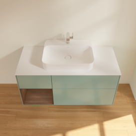 Тумба под раковину Villeroy & Boch Finion 120х50,1 см с подсветкой МДФ оливковый матовый лак/стекло белое матовое G411GNGM