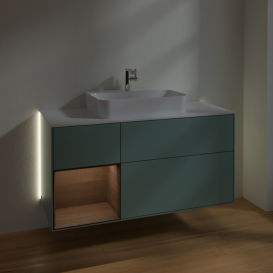 Тумба под раковину Villeroy & Boch Finion 120х50,1 см с подсветкой МДФ оливковый матовый лак/стекло белое матовое G411GNGM