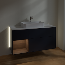 Тумба под раковину Villeroy & Boch Finion 120х50,1 см с подсветкой МДФ темно-синий матовый лак/стекло белое матовое G411GNHG