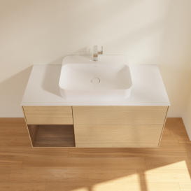 Тумба под раковину Villeroy & Boch Finion 120х50,1 см с подсветкой МДФ шпон дуба/стекло белое матовое G411GNPC