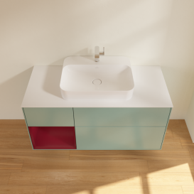 Тумба под раковину Villeroy & Boch Finion 120х50,1 см с подсветкой МДФ оливковый матовый лак/стекло белое матовое G411HBGM