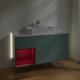 Тумба под раковину Villeroy & Boch Finion 120х50,1 см с подсветкой МДФ оливковый матовый лак/стекло белое матовое G411HBGM