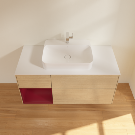 Тумба под раковину Villeroy & Boch Finion 120х50,1 см с подсветкой МДФ шпон дуба/стекло белое матовое G411HBPC