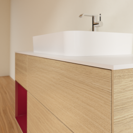 Тумба под раковину Villeroy & Boch Finion 120х50,1 см с подсветкой МДФ шпон дуба/стекло белое матовое G411HBPC