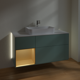 Тумба под раковину Villeroy & Boch Finion 120х50,1 см с подсветкой МДФ оливковый матовый лак/стекло белое матовое G411HFGM