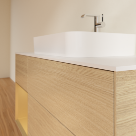 Тумба под раковину Villeroy & Boch Finion 120х50,1 см с подсветкой МДФ шпон дуба/стекло белое матовое G411HFPC