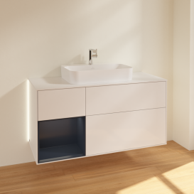 Тумба под раковину Villeroy & Boch Finion 120х50,1 см с подсветкой МДФ глянцевый белый лак/стекло белое матовое G411HGGF