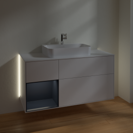 Тумба под раковину Villeroy & Boch Finion 120х50,1 см с подсветкой МДФ глянцевый белый лак/стекло белое матовое G411HGGF