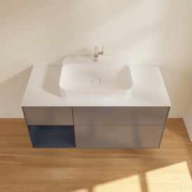 Тумба под раковину Villeroy & Boch Finion 120х50,1 см с подсветкой МДФ антрацит матовый лак/стекло белое матовое G411HGGK