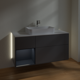 Тумба под раковину Villeroy & Boch Finion 120х50,1 см с подсветкой МДФ антрацит матовый лак/стекло белое матовое G411HGGK