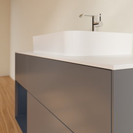 Тумба под раковину Villeroy & Boch Finion 120х50,1 см с подсветкой МДФ антрацит матовый лак/стекло белое матовое G411HGGK