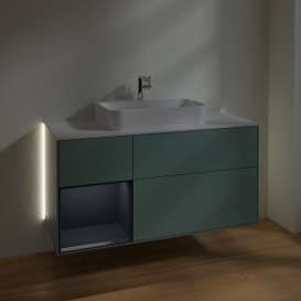 Тумба под раковину Villeroy & Boch Finion 120х50,1 см с подсветкой МДФ оливковый матовый лак/стекло белое матовое G411HGGM
