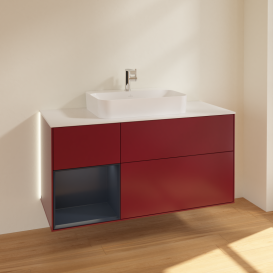 Тумба під раковину Villeroy & Boch Finion 120х50,1 см із підсвічуванням МДФ півонія матовий лак/скло біле матове G411HGHB