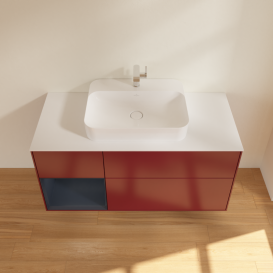 Тумба под раковину Villeroy & Boch Finion 120х50,1 см с подсветкой МДФ пион матовый лак/стекло белое матовое G411HGHB