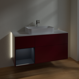 Тумба под раковину Villeroy & Boch Finion 120х50,1 см с подсветкой МДФ пион матовый лак/стекло белое матовое G411HGHB