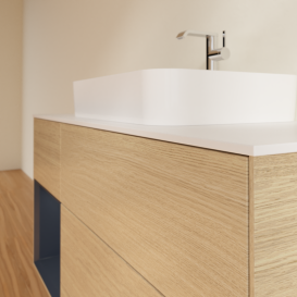 Тумба под раковину Villeroy & Boch Finion 120х50,1 см с подсветкой МДФ шпон дуба/стекло белое матовое G411HGPC