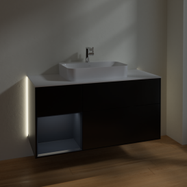 Тумба под раковину Villeroy & Boch Finion 120х50,1 см с подсветкой МДФ черный матовый лак/стекло белое матовое G411HGPD