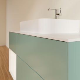 Тумба под раковину Villeroy & Boch Finion 120х50,1 см с подсветкой МДФ оливковый матовый лак/стекло белое матовое G411MTGM