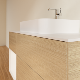 Тумба под раковину Villeroy & Boch Finion 120х50,1 см с подсветкой МДФ шпон дуба/стекло белое матовое G411MTPC