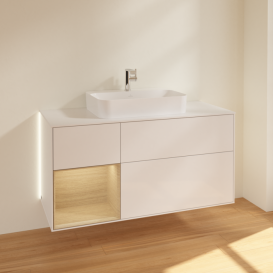 Тумба под раковину Villeroy & Boch Finion 120х50,1 см с подсветкой МДФ глянцевый белый лак/стекло белое матовое G411PCGF