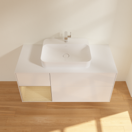 Тумба под раковину Villeroy & Boch Finion 120х50,1 см с подсветкой МДФ глянцевый белый лак/стекло белое матовое G411PCGF