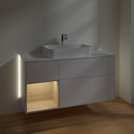 Тумба под раковину Villeroy & Boch Finion 120х50,1 см с подсветкой МДФ глянцевый белый лак/стекло белое матовое G411PCGF